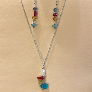 Elegant Multicolor Pendant Necklace and Earrings